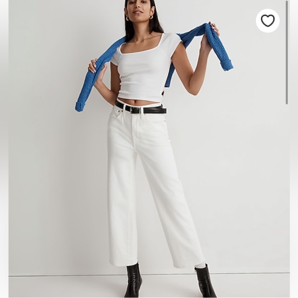 Madewell; The Perfect Vintage Wide-Leg Crop Jean in Tile White - Never worn